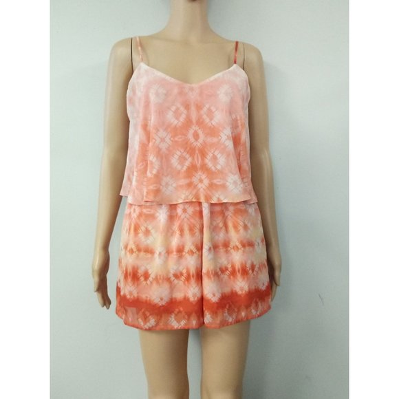 Charlotte Russe Orange White Romper Size Small - Picture 1 of 7